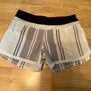 Women's Black and Gray Striped Shorts